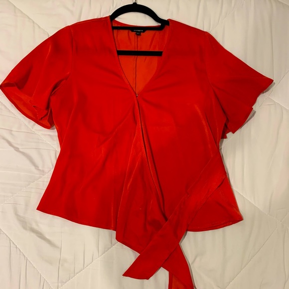 Express Red Flowy Dress Top - Picture 3 of 5